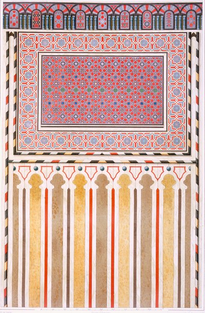 Cairo: Decoration of the El Bordeyny Mosque: Geometric Patterns of the Mosaic of the Mihrab by Emile Prisse d